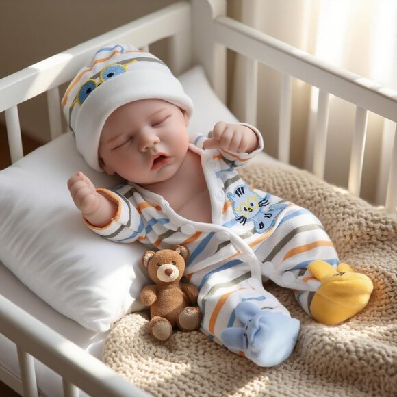 12 Inch Lifelike Reborn Baby Doll Realistic Full Vinyl Sleeping Toy For 3+ Kids - Picture 6 of 8
